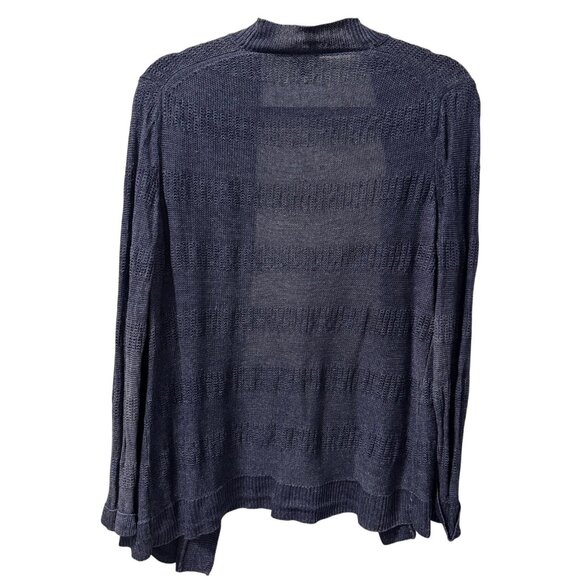 Talbots Petites Navy Open-Front Cardigan Sweater XLP 100% Linen Lightweight Knit - Picture 8 of 12